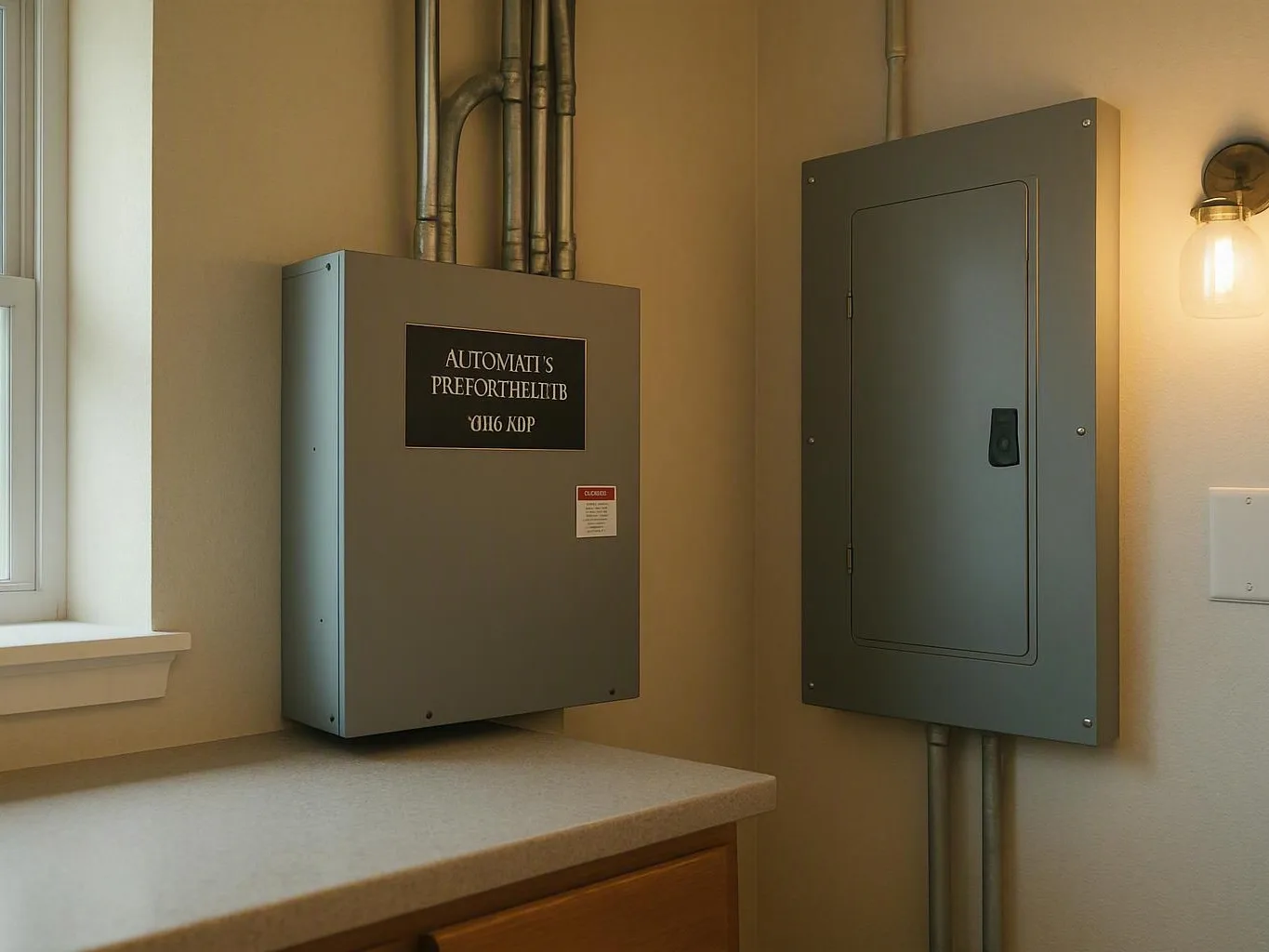 Electrician inspecting a hot outlet beside a kitchen counter